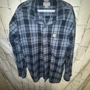 Carhartt Gray and Black Plaid Shirt